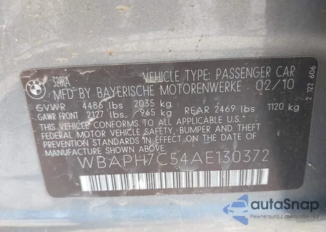 2010 BMW 328I из США, поврежденный, VIN WBAPH7C54AE130372